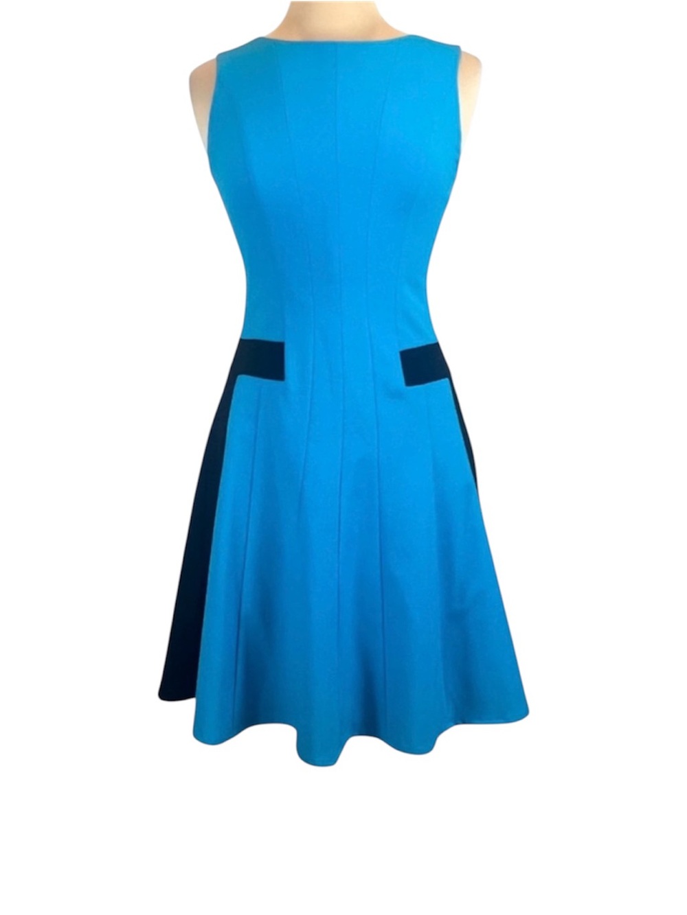 Calvin Klein Turquoise Fit-and-Flare Midi Dress with black Panels